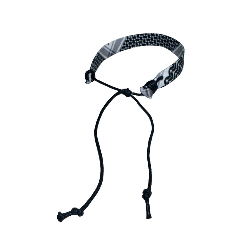 Palestinian Keffiyeh KUFIYA String wristband black / White - Picture 3 of 3